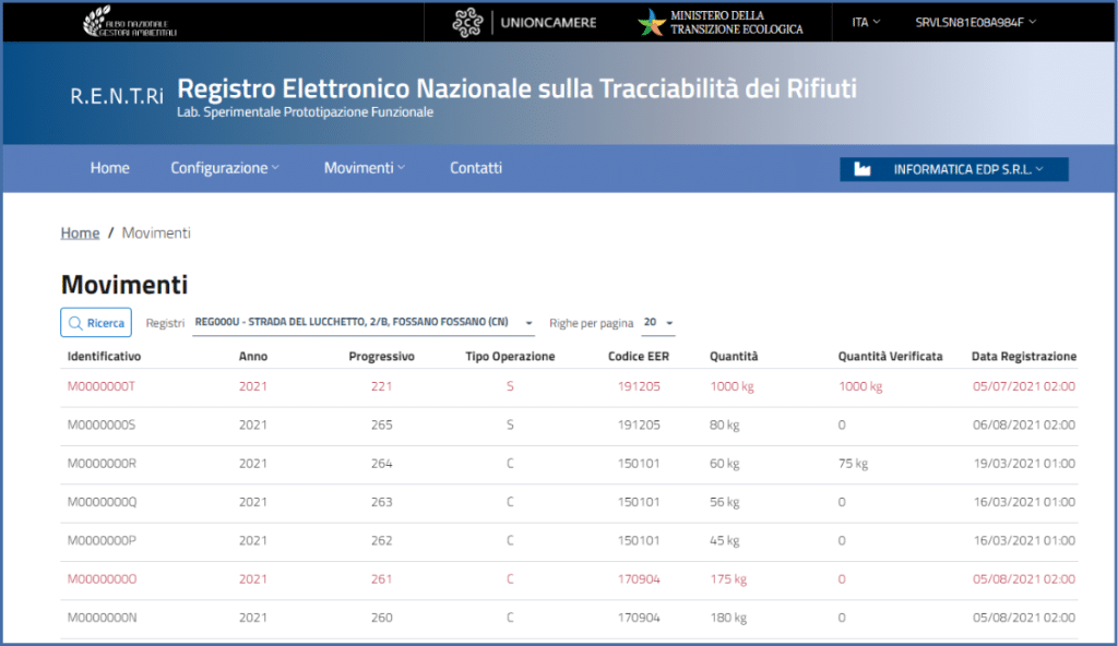 portale rentri movimenti